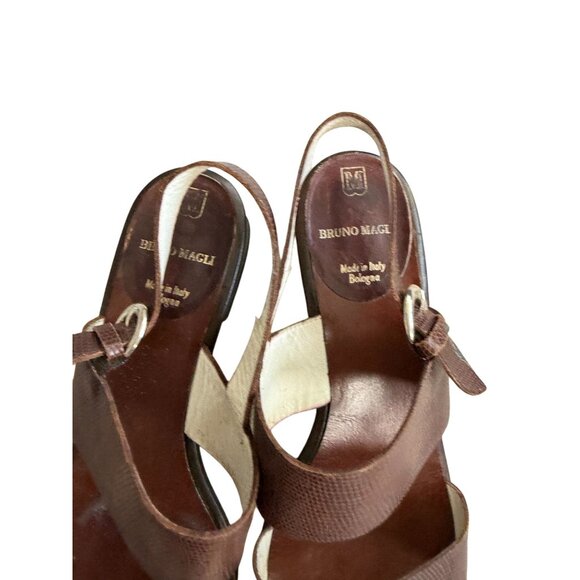 BRUNO MAGLI Vintage Women's Brown Leather Slingback Sandals Size 40 / US 10 - Picture 2 of 9